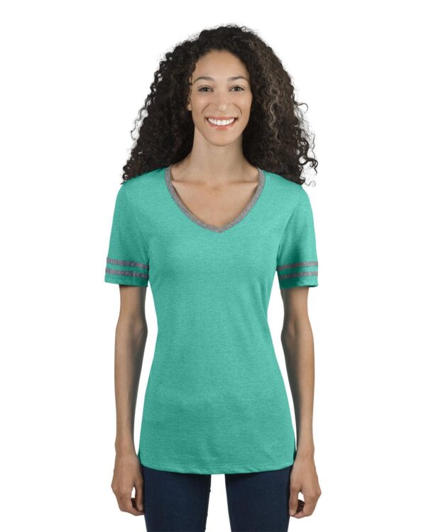 Ladies' TRI-BLEND Varsity V-Neck T-Shirt - Apparel Globe