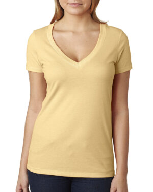 Ladies' CVC Deep V-Neck T-Shirt