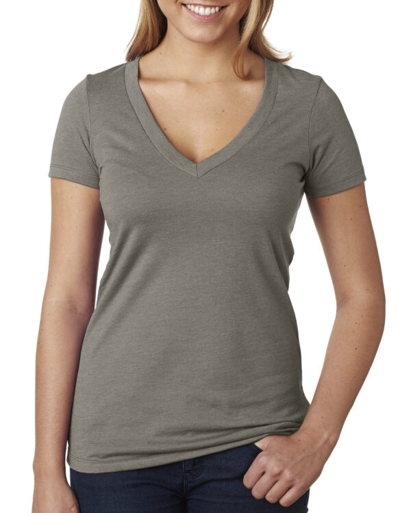 Ladies' CVC Deep V-Neck T-Shirt - Image 3