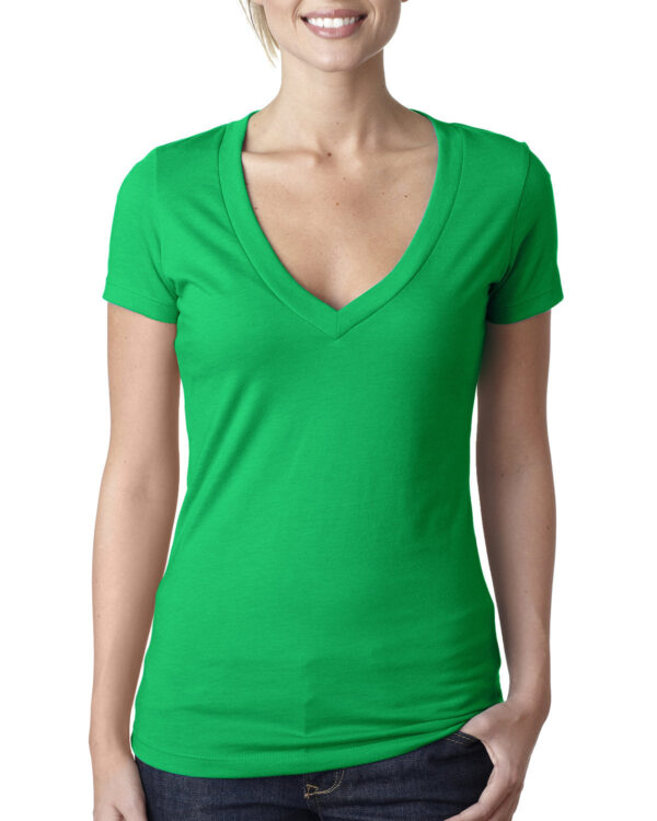 Ladies' CVC Deep V-Neck T-Shirt - Image 5