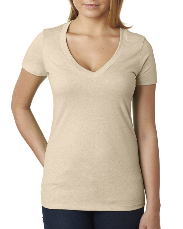 Ladies' CVC Deep V-Neck T-Shirt - Image 6