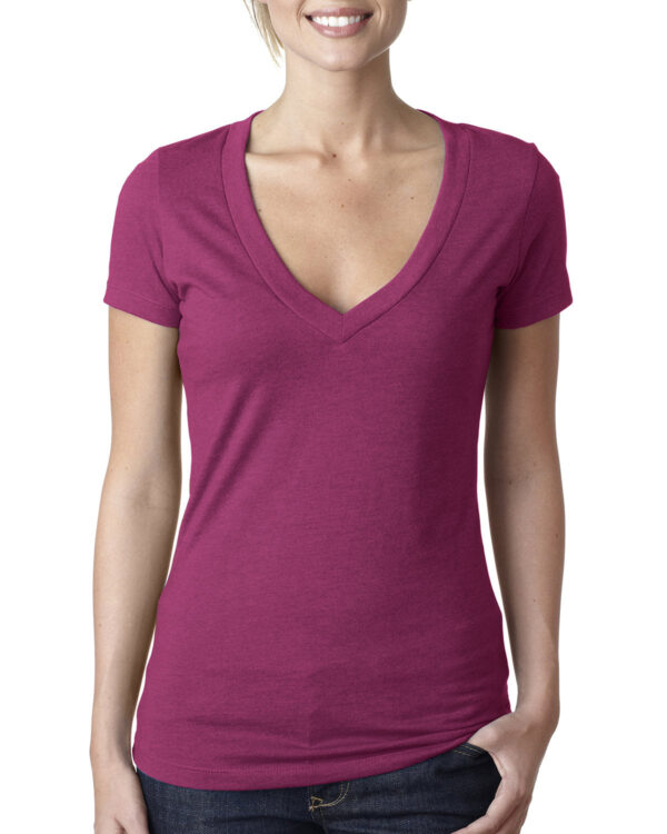 Ladies' CVC Deep V-Neck T-Shirt - Image 9