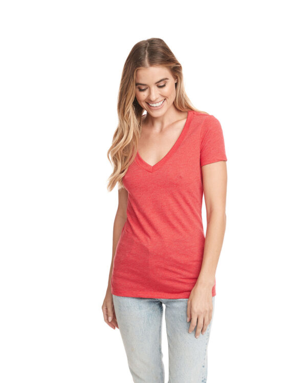 Ladies' CVC Deep V-Neck T-Shirt - Image 10