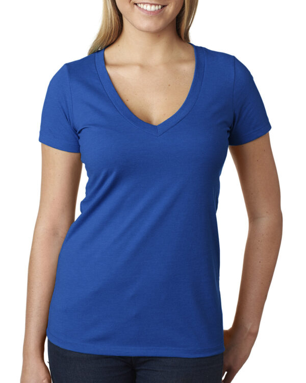 Ladies' CVC Deep V-Neck T-Shirt - Image 11