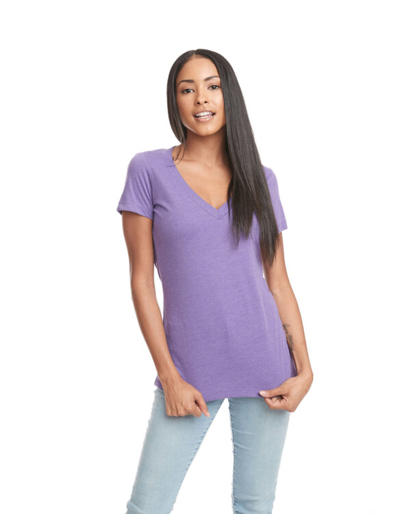 Ladies' CVC Deep V-Neck T-Shirt - Image 15