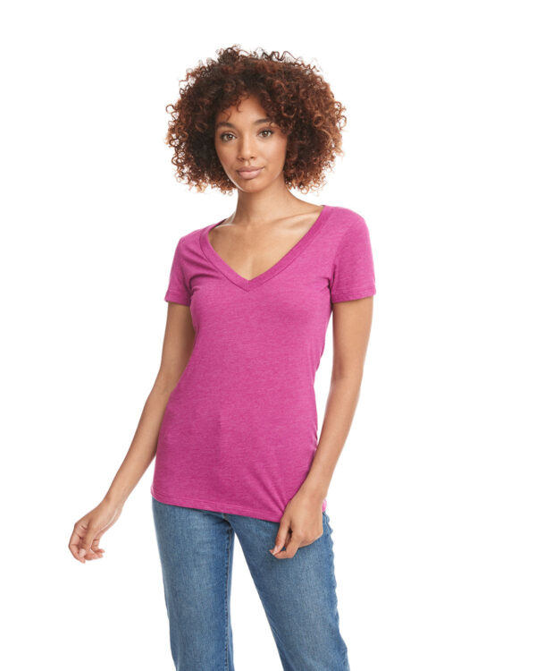 Ladies' CVC Deep V-Neck T-Shirt - Image 16