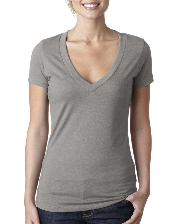 Ladies' CVC Deep V-Neck T-Shirt - Image 17