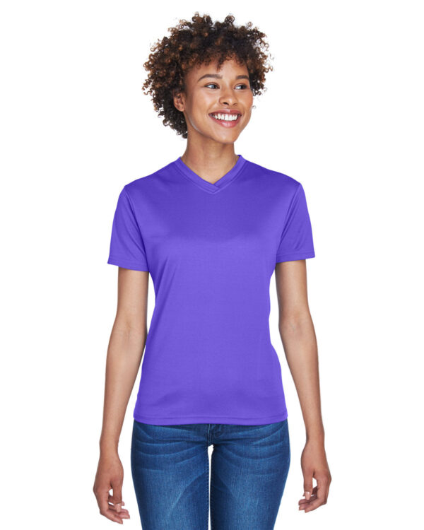 Active Elegance: UltraClub Ladies' Cool & Dry Sport V-Neck T-Shirt - Image 3