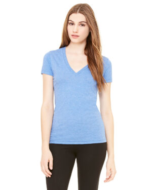 EFFORTLESSLY-TRENDY-BELLA-CANVAS-LADIES-TRIBLEND-SHORT-SLEEVE-DEEP-V-NECK-T-SHIRT