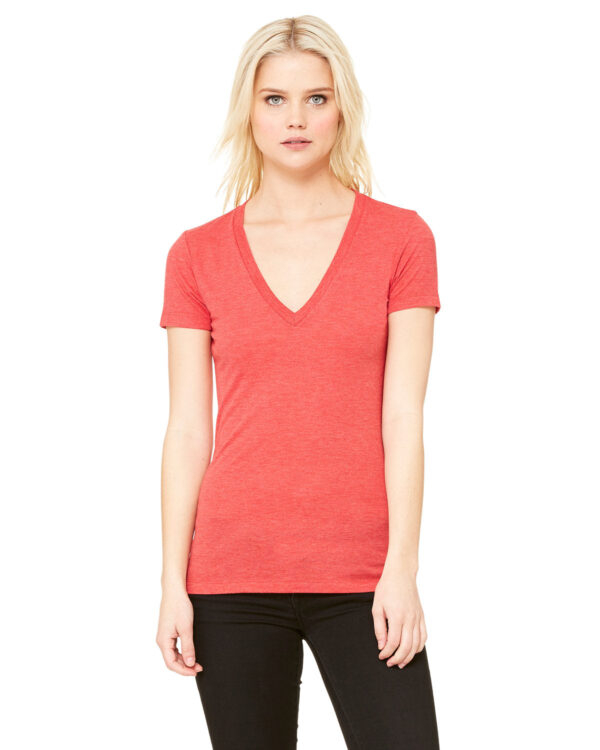 EFFORTLESSLY-TRENDY-BELLA-CANVAS-LADIES-TRIBLEND-SHORT-SLEEVE-DEEP-V-NECK-T-SHIRT