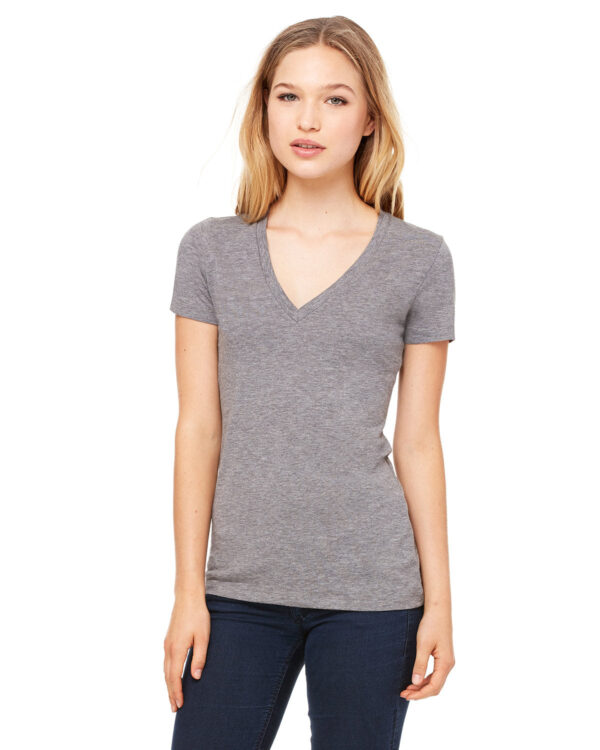 EFFORTLESSLY-TRENDY-BELLA-CANVAS-LADIES-TRIBLEND-SHORT-SLEEVE-DEEP-V-NECK-T-SHIRT