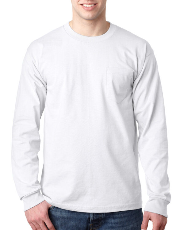 Bayside Adult 6.1 oz., 100% Cotton Long Sleeve Pocket T-Shirt - Image 11