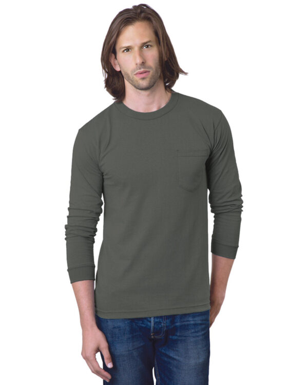 Bayside Adult 6.1 oz., 100% Cotton Long Sleeve Pocket T-Shirt - Image 4