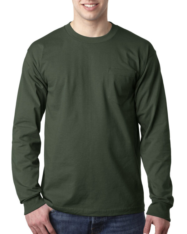 Bayside Adult 6.1 oz., 100% Cotton Long Sleeve Pocket T-Shirt - Image 6