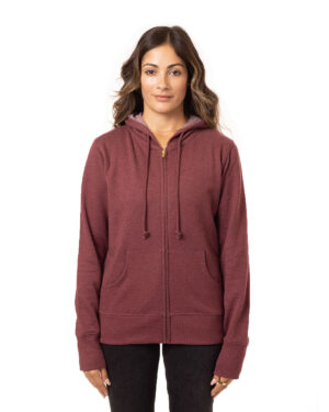 Effortless Elegance and Sustainability: Ladies' Organic/Recycled Heathered Fleece Full-Zip Hooded Sweatshirt by econscious