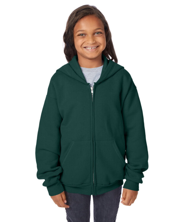 elevate-style-and-sustainability-with-the-hanes-youth-7-8-oz-ecosmartÂ®-50-50-full-zip-hooded-sweatshirt - Image 2