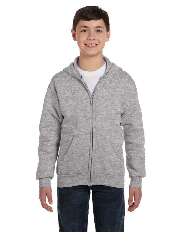 elevate-style-and-sustainability-with-the-hanes-youth-7-8-oz-ecosmartÂ®-50-50-full-zip-hooded-sweatshirt - Image 3