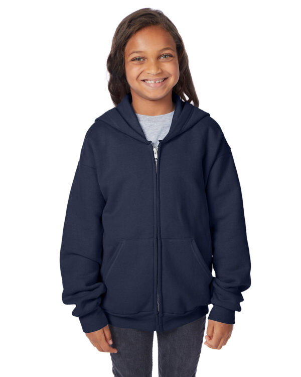 elevate-style-and-sustainability-with-the-hanes-youth-7-8-oz-ecosmartÂ®-50-50-full-zip-hooded-sweatshirt - Image 5