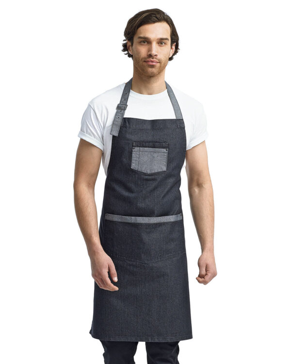 Artisan Domains: The Unisex Domain Contrast Denim Bib Apron from the Artisan Collection by Reprime