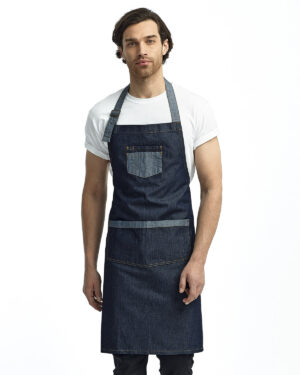 Artisan Domains: The Unisex Domain Contrast Denim Bib Apron from the Artisan Collection by Reprime