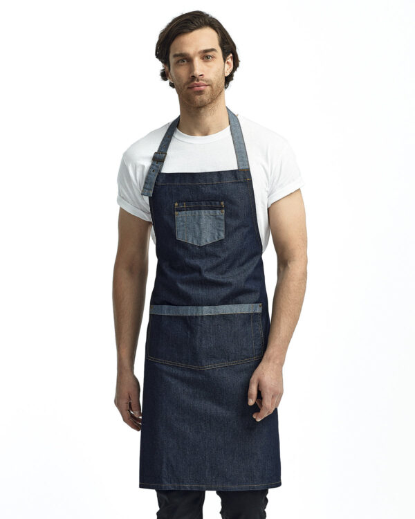 Artisan Domains: The Unisex Domain Contrast Denim Bib Apron from the Artisan Collection by Reprime - Image 2