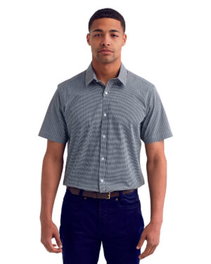 Artisan Finesse: The Men's Microcheck Gingham Short-Sleeve Cotton Shirt from the Artisan Collection by Reprime