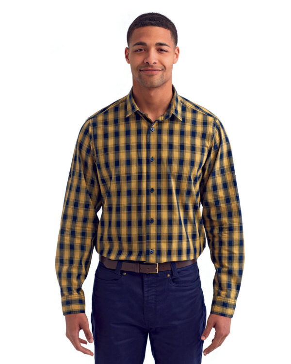 Artisan Elegance: The Men's Mulligan Check Long-Sleeve Cotton Shirt from the Artisan Collection by Reprime