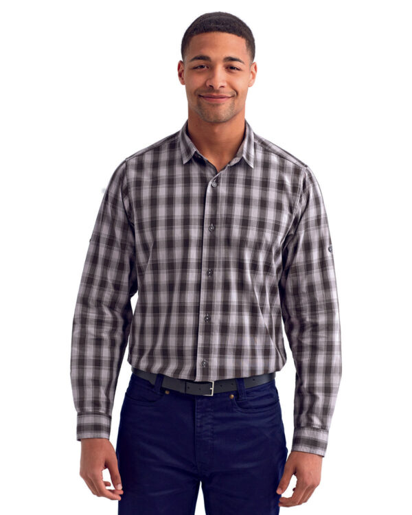 Artisan Elegance: The Men's Mulligan Check Long-Sleeve Cotton Shirt from the Artisan Collection by Reprime - Image 3