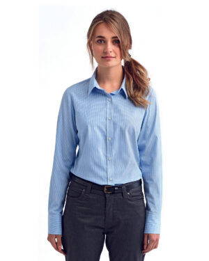 Artisan Radiance: The Ladies' Microcheck Gingham Long-Sleeve Cotton Shirt from the Artisan Collection by Reprime