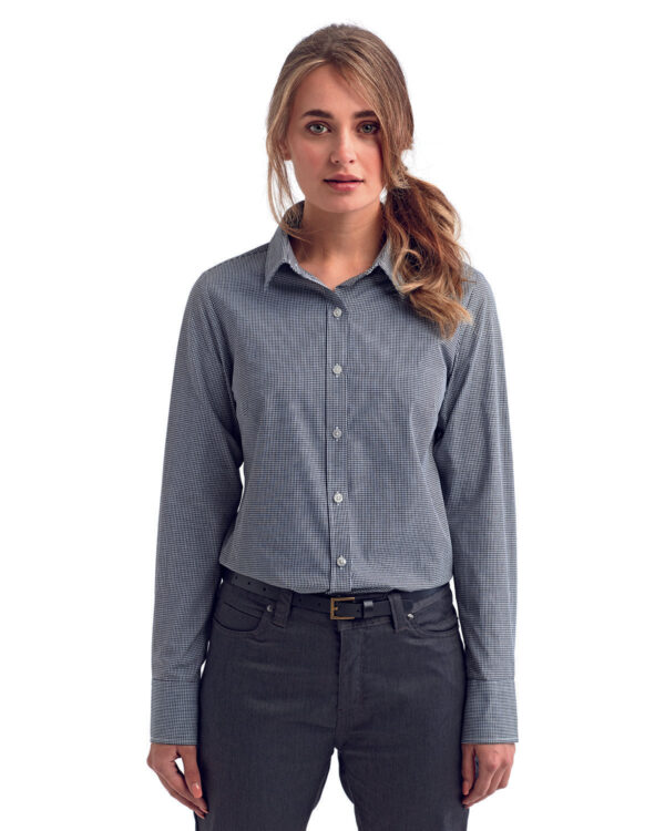 Artisan Radiance: The Ladies' Microcheck Gingham Long-Sleeve Cotton Shirt from the Artisan Collection by Reprime