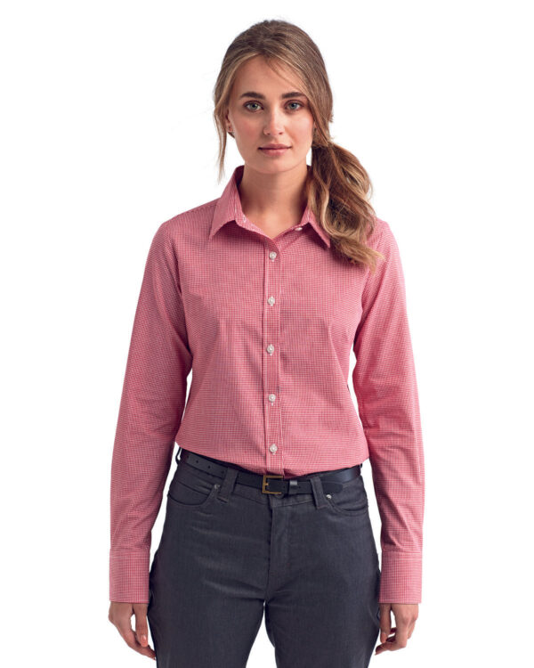 Artisan Radiance: The Ladies' Microcheck Gingham Long-Sleeve Cotton Shirt from the Artisan Collection by Reprime - Image 4