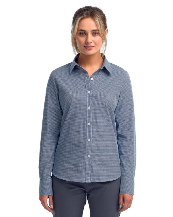 Artisan Radiance: The Ladies' Microcheck Gingham Long-Sleeve Cotton Shirt from the Artisan Collection by Reprime - Image 3