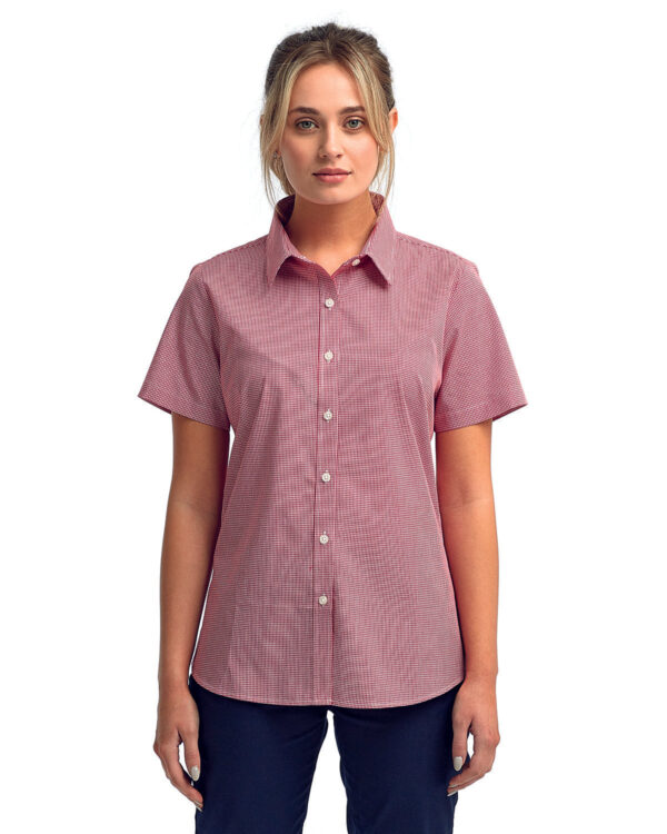 Artisan Allure: The Ladies' Microcheck Gingham Short-Sleeve Cotton Shirt from the Artisan Collection by Reprime - Image 4