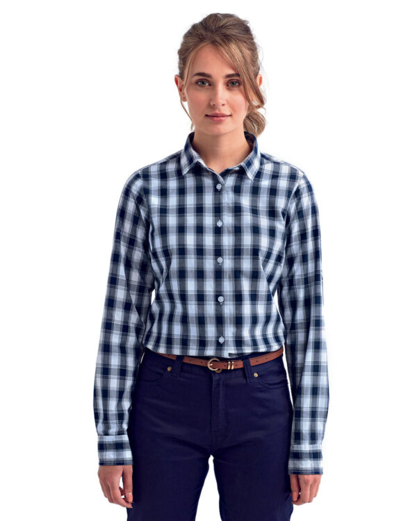 Artisan Glamour: The Ladies' Mulligan Check Long-Sleeve Cotton Shirt from the Artisan Collection by Reprime - Image 4