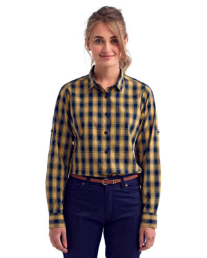 Artisan Glamour: The Ladies' Mulligan Check Long-Sleeve Cotton Shirt from the Artisan Collection by Reprime