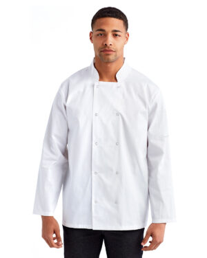 Artisan Mastery: The Unisex Studded Front Long-Sleeve Chef's Coat from the Artisan Collection by Reprime