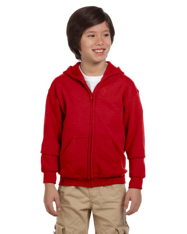 COZY AND STYLISH: GILDAN YOUTH HEAVY BLENDÂ„Â¢ FULL-ZIP HOODED SWEATSHIRT FOR ULTIMATE COMFORT AND DURABILITY