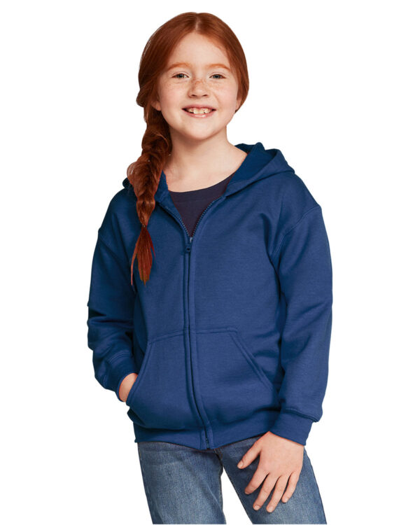 COZY AND STYLISH: GILDAN YOUTH HEAVY BLENDÂ„Â¢ FULL-ZIP HOODED SWEATSHIRT FOR ULTIMATE COMFORT AND DURABILITY