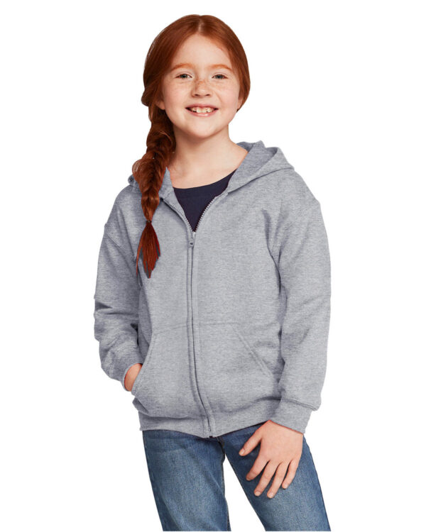 COZY AND STYLISH: GILDAN YOUTH HEAVY BLENDÂ„Â¢ FULL-ZIP HOODED SWEATSHIRT FOR ULTIMATE COMFORT AND DURABILITY